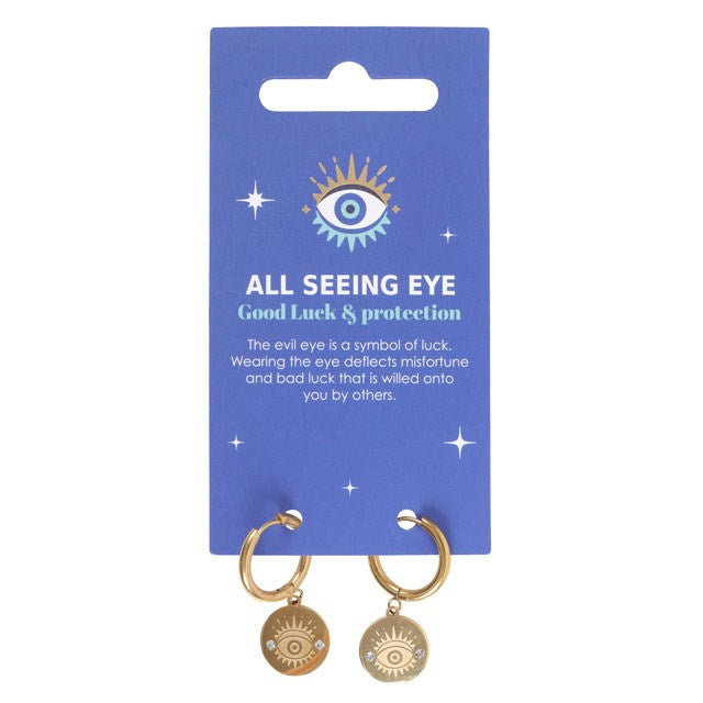 Gold Toned All Seeing Eye Earrings 🧿