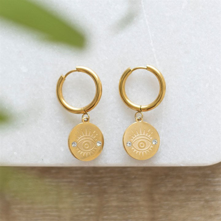 Gold Toned All Seeing Eye Earrings 🧿