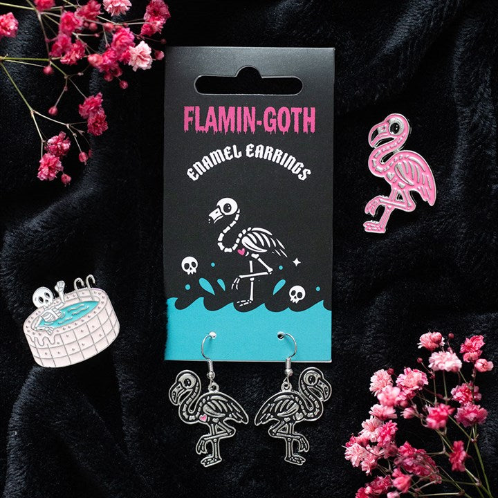 Flamin-goth Enamel Dangle Earrings 🖤🦩