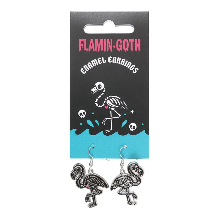 Flamin-goth Enamel Dangle Earrings 🖤🦩