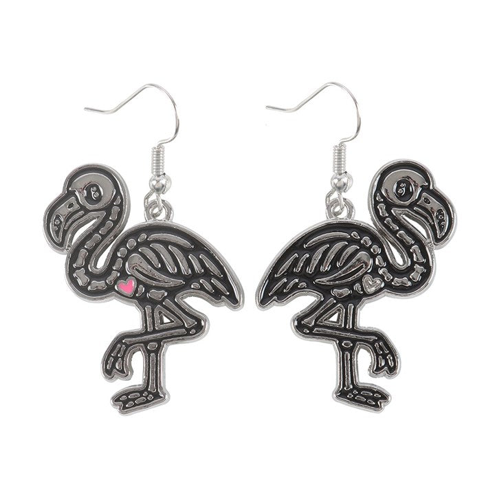 Flamin-goth Enamel Dangle Earrings 🖤🦩