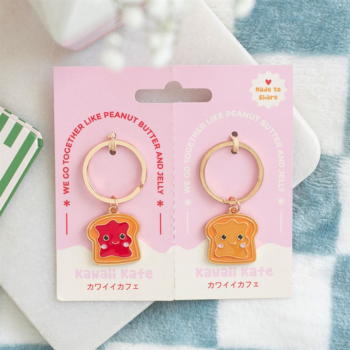 Set of 2 Peanut Butter and Jelly Keyrings 🥜❤️