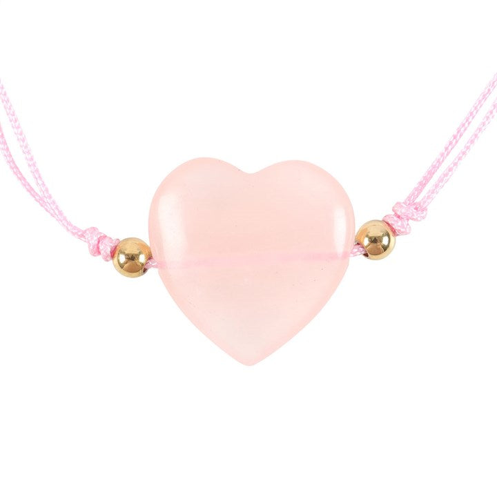 You Are Loved Rose Quartz Crystal Heart Bracelet 🩷