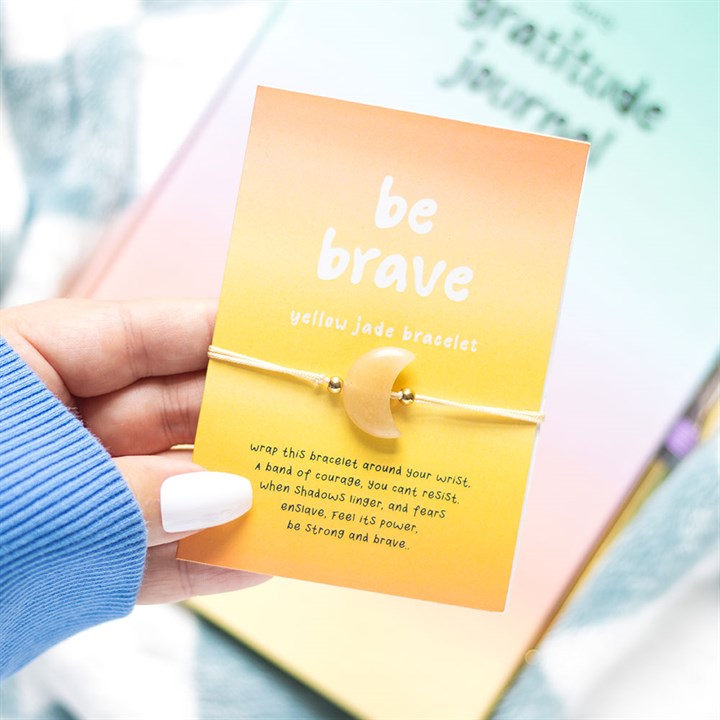 Be Brave Yellow Jade Crystal Moon Bracelet 🌙