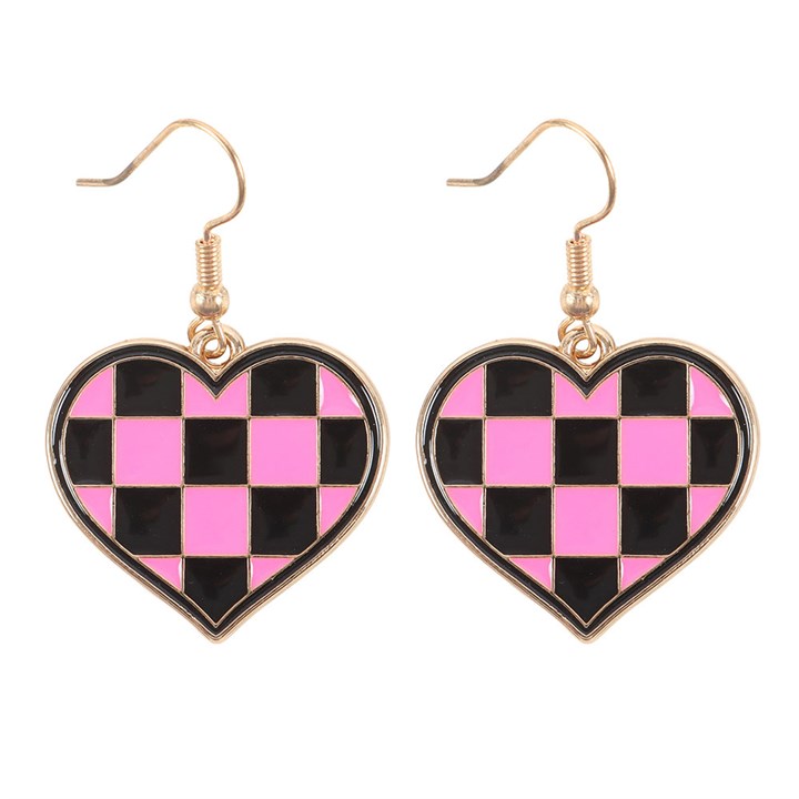 Checkerboard Heart Earrings 🩷🖤
