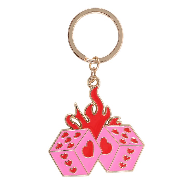 Flaming Dice Keyring 🎲🔥