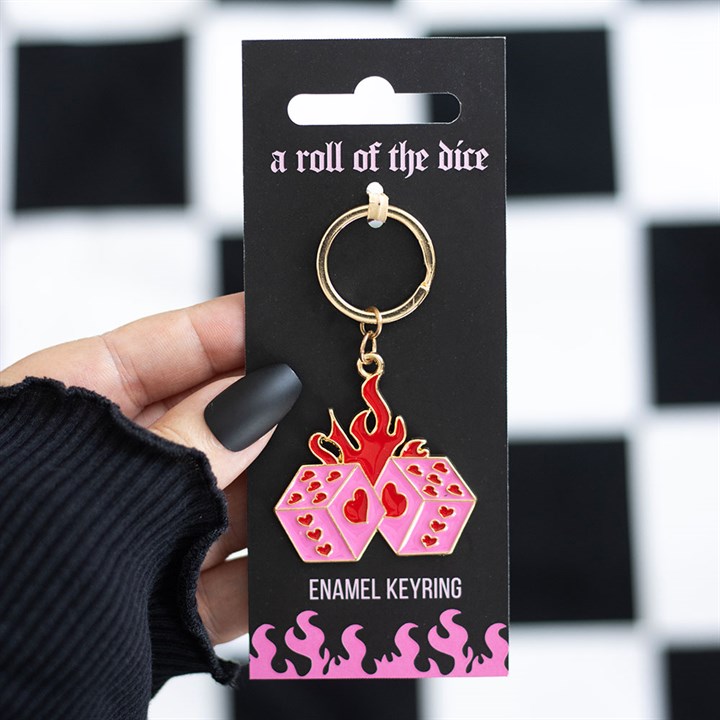 Flaming Dice Keyring 🎲🔥