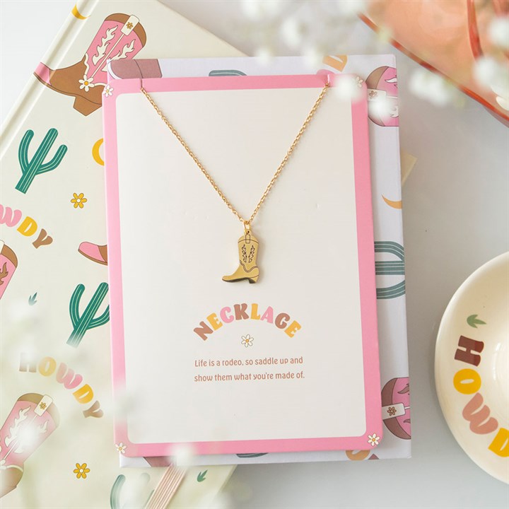 Cowboy Boot Necklace on Greeting Card 🤠