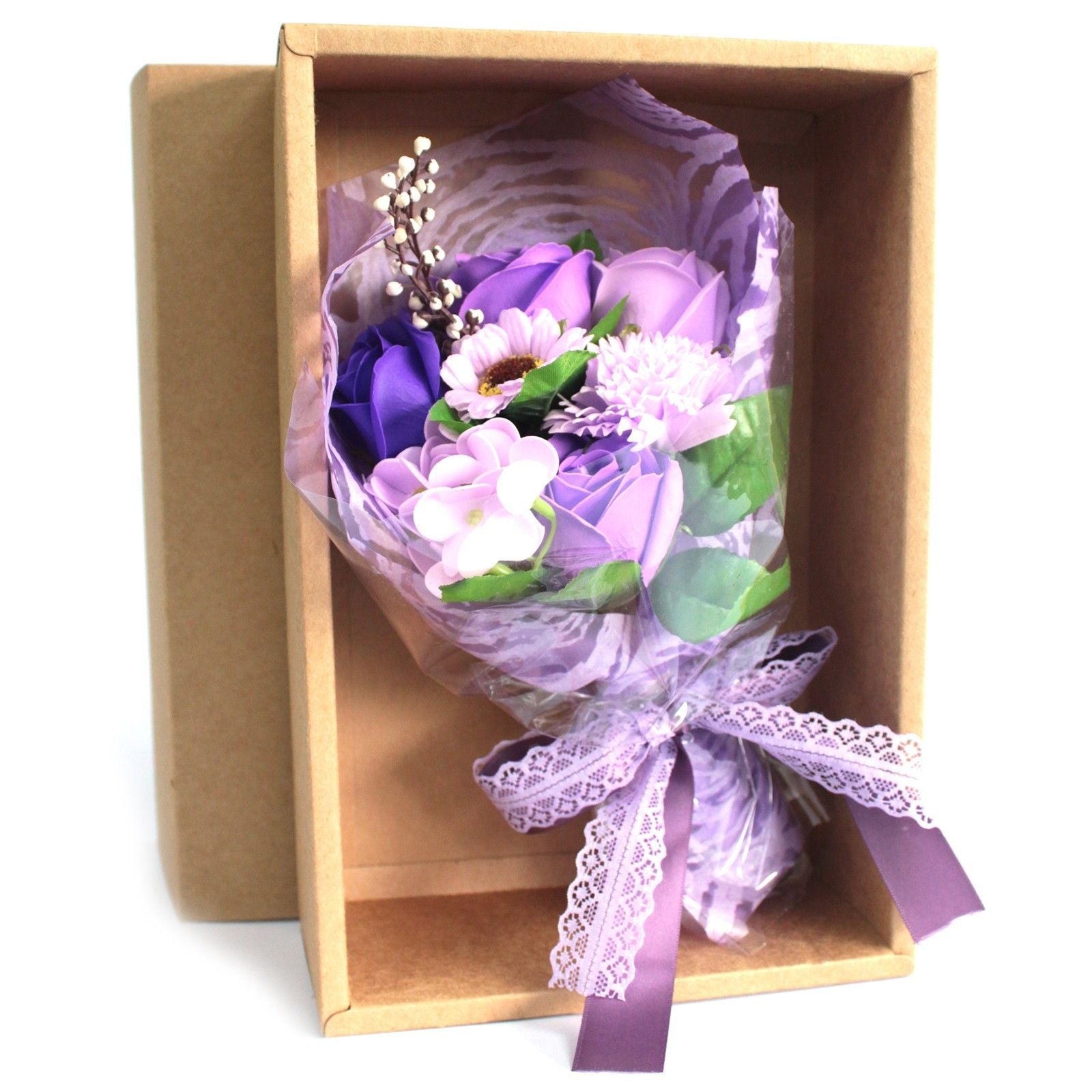 Boxed Hand Soap Flower Bouquet - Purple 🪷