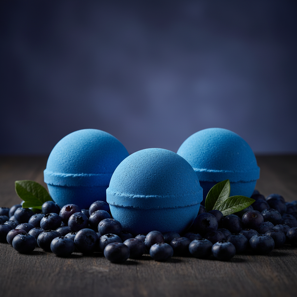 Set of 3 Blueberry Bath Bombs - Extra Blueberry