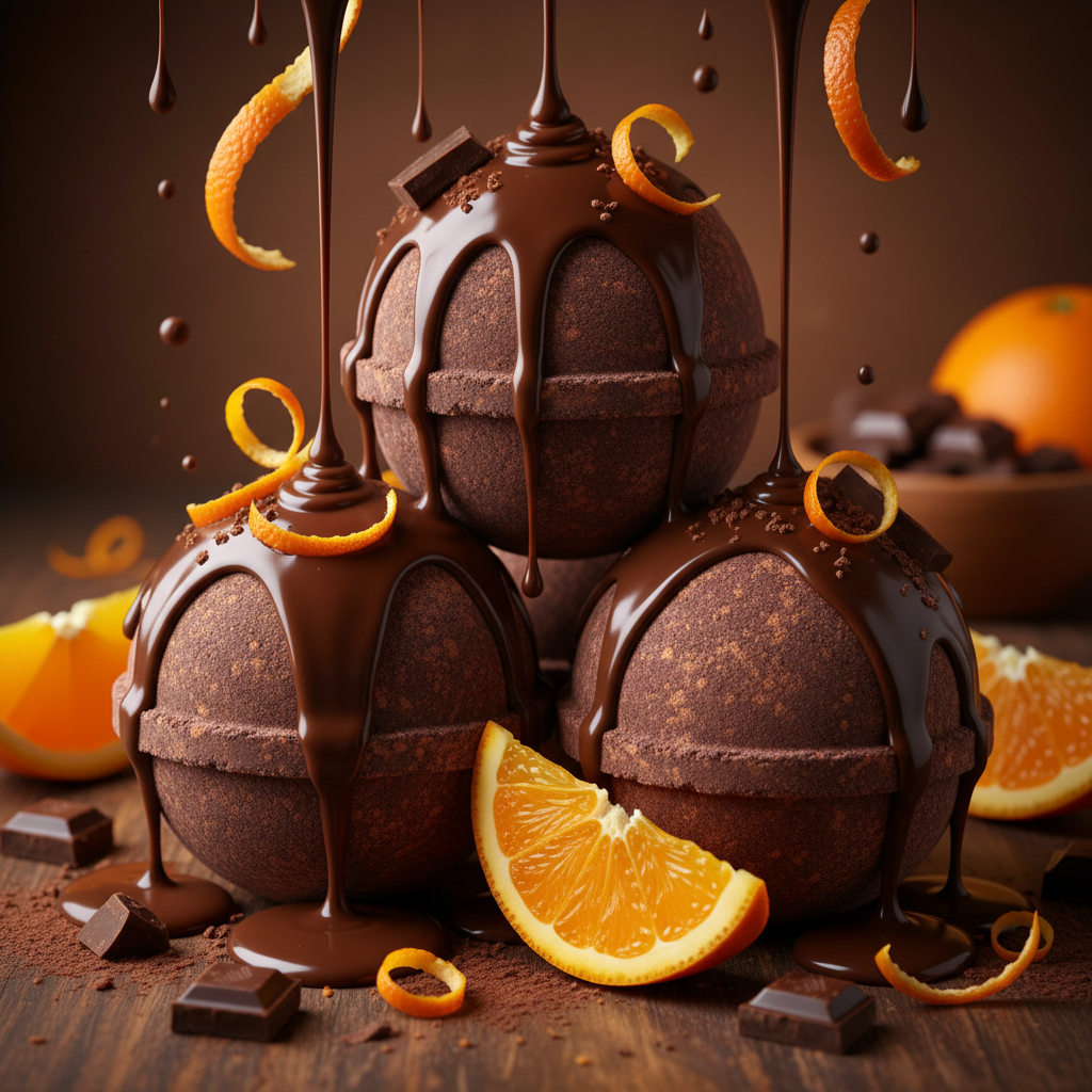 Set of 3 Chocolate & Orange Bath Bombs - Choc Orange Theme