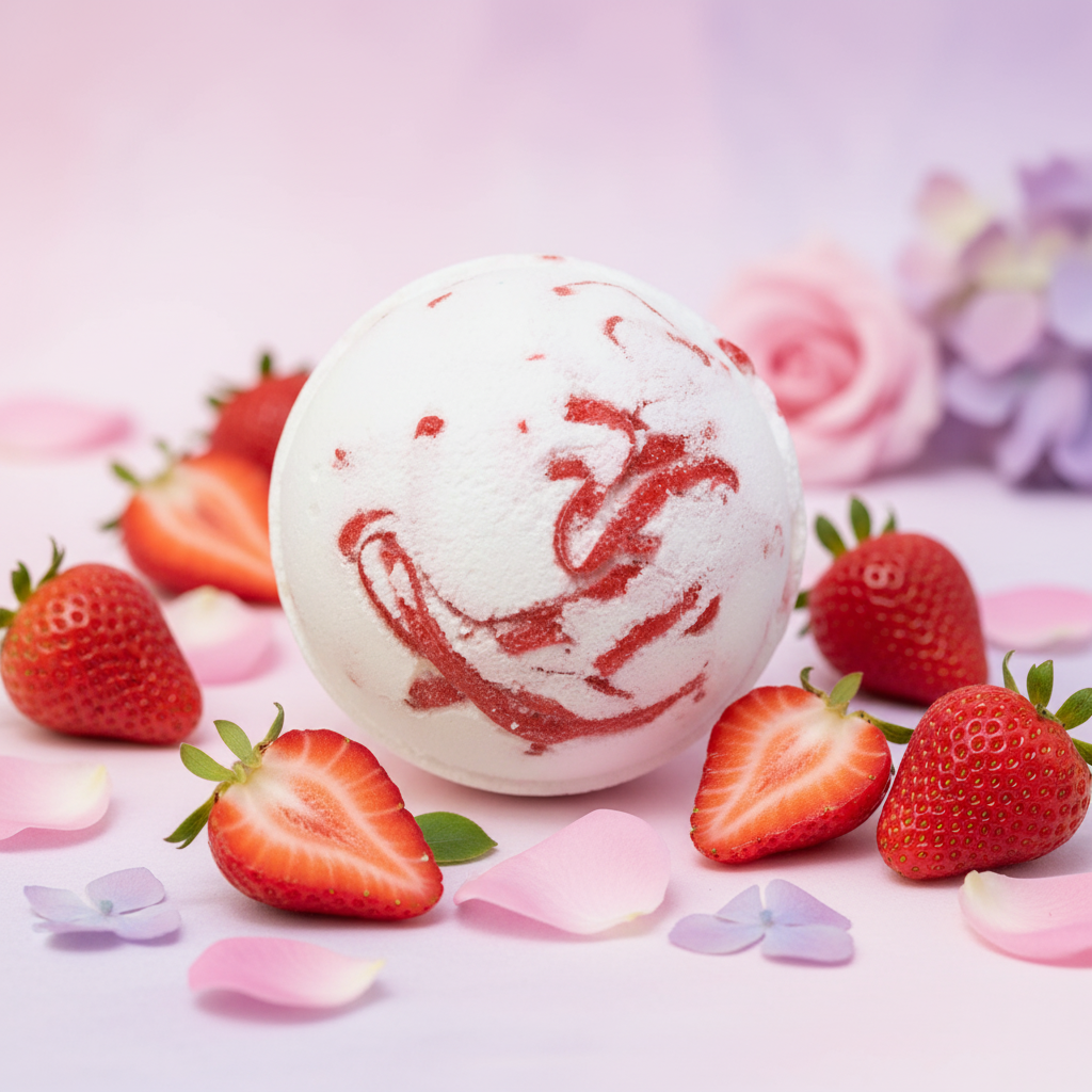 Strawberry Bath Bomb - Pastel Background