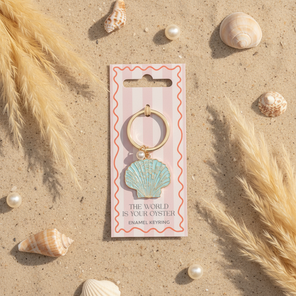 The World is Your Oyster Keyring - Coastal Aesthetic